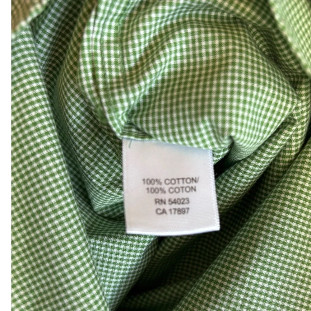 Banana Republic Mens‎ Green Gingham Non Iron Classic Fit Shirt 16-16.5 L Cotton